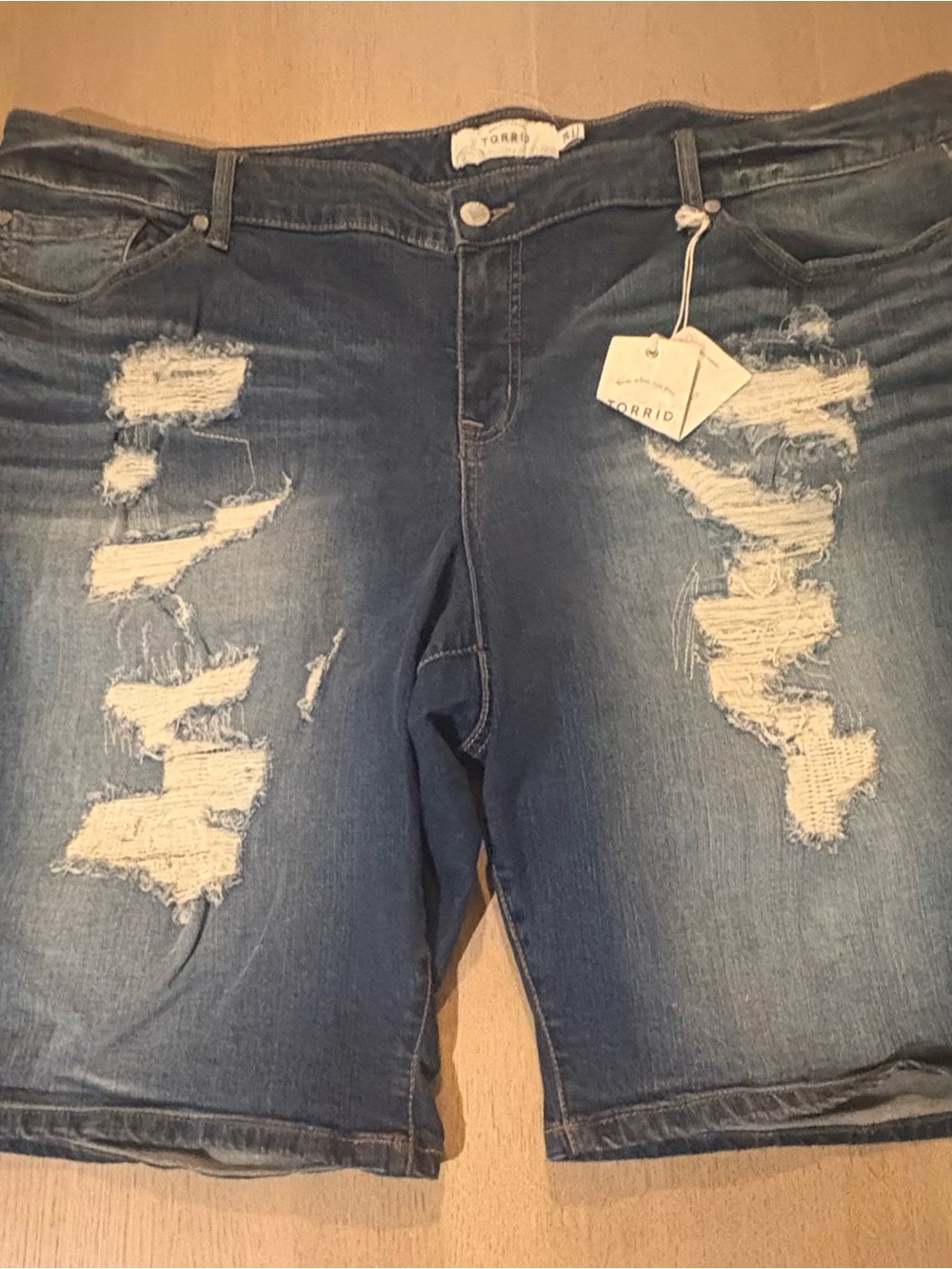 Torrid Women's Distressed Blue Bermuda Shorts Size 24